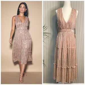Lulu's Janee shimmer sequin midi dress